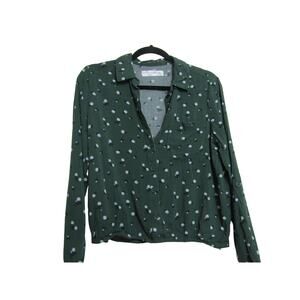 No Boundaries Green Top Rayon Womens sz M/7-9 Boho Cottagecore Whimsical Fairy